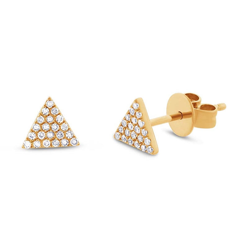 0.12ct Round Cut Diamond Triangle Stud Earrings in 14k Yellow Gold