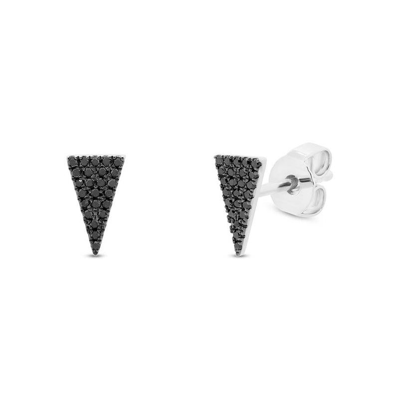 0.12ct Black Diamond Isosceles Triangle Stud Earrings in 14k White Gold