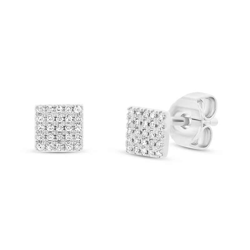 0.11ct Round Cut Diamond Square Stud Earrings in 14k White Gold