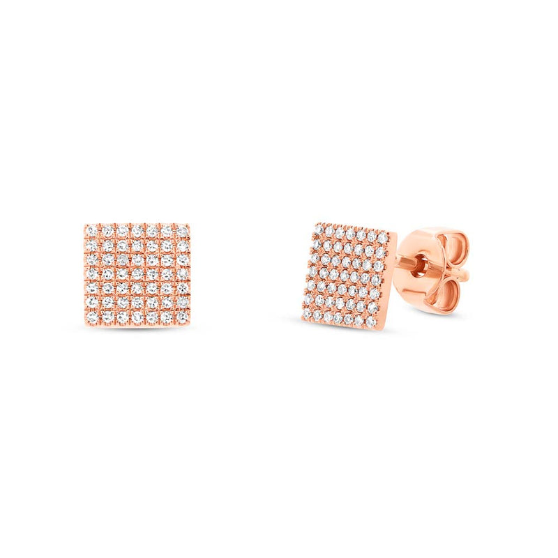 0.22ct Round Cut Diamond Square Stud Earrings in 14k Rose Gold