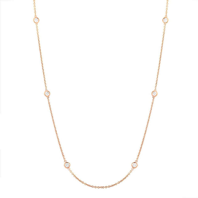 0.77ct Round Brilliant Cut Diamonds by the Yard Necklace in 14k Yellow Gold in 18'