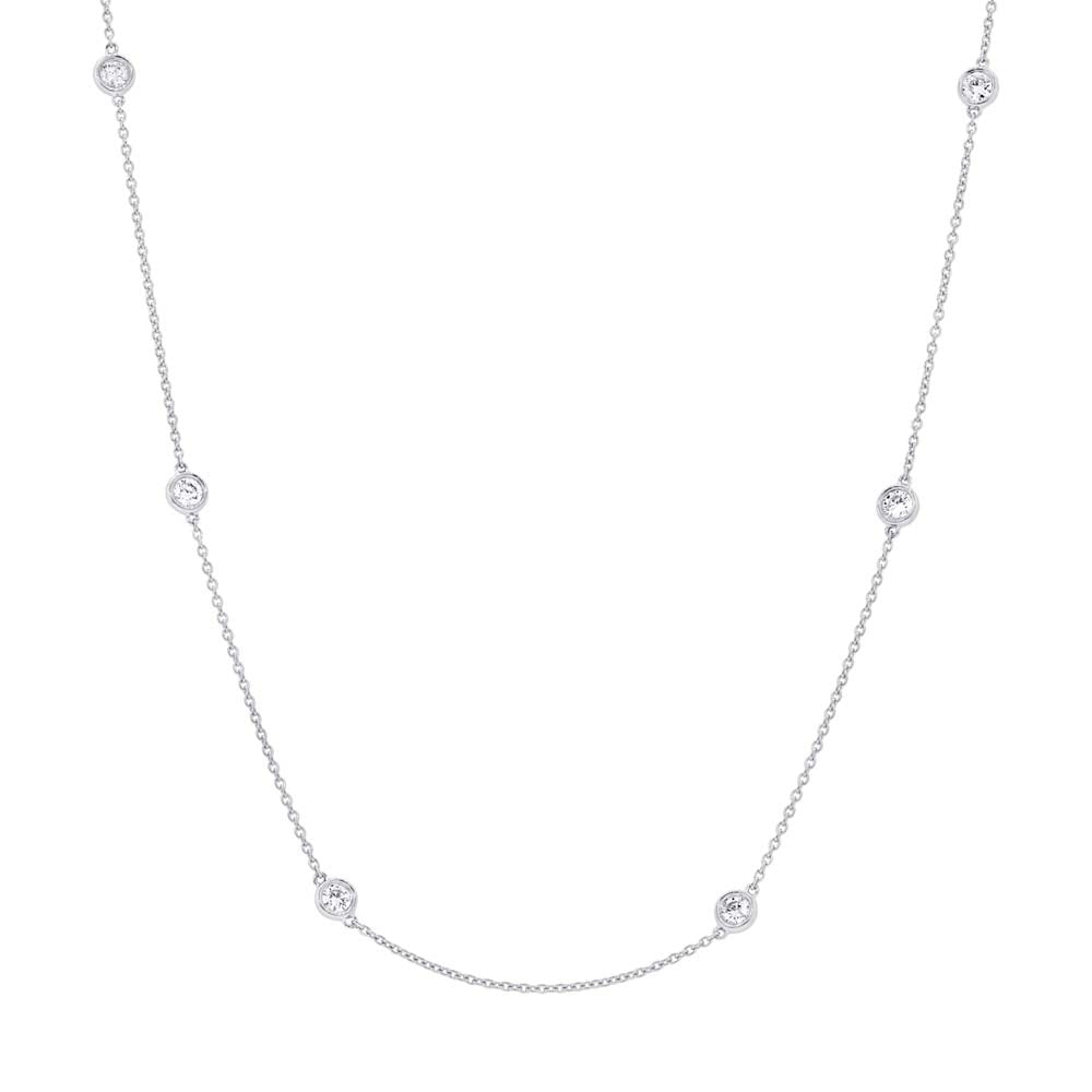 1.02ct Round Brilliant Cut Diamonds by the Yard Necklace in 14k White Gold in 18'