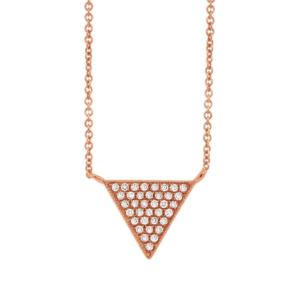 0.07ct Round Cut Diamond Triangle Pendant in 14k Rose Gold