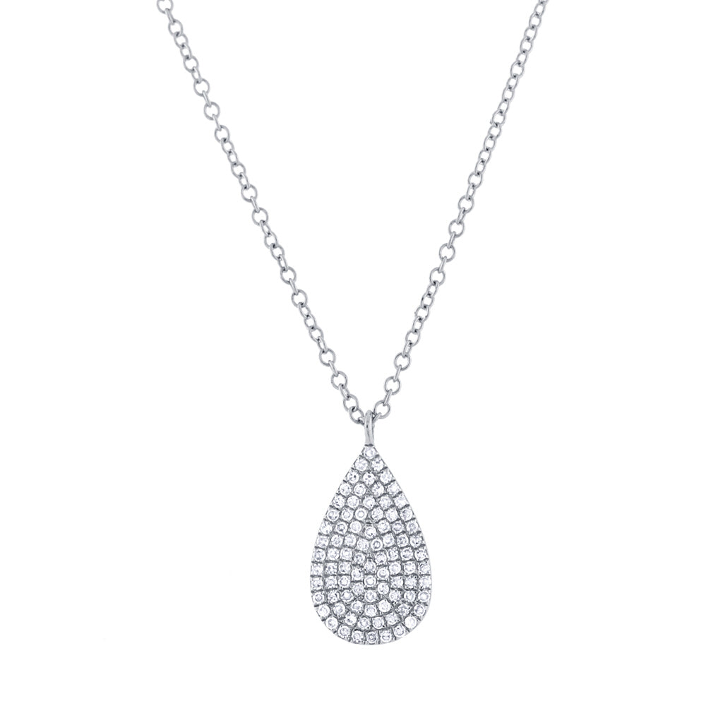 0.19ct Round Cut Diamond Teardrop Pendant in 14k White Gold