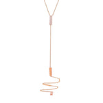 0.19ct Round Cut Diamond Bar Hanging Chain Necklace in 14k Rose Gold