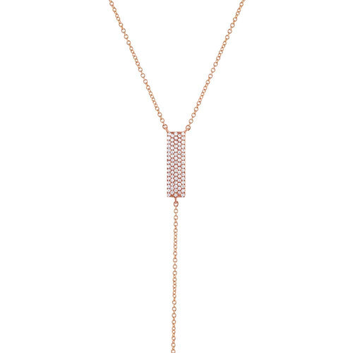 0.19ct Round Brilliant Cut Diamond Bar Hanging Chain Necklace in 14k Rose Gold