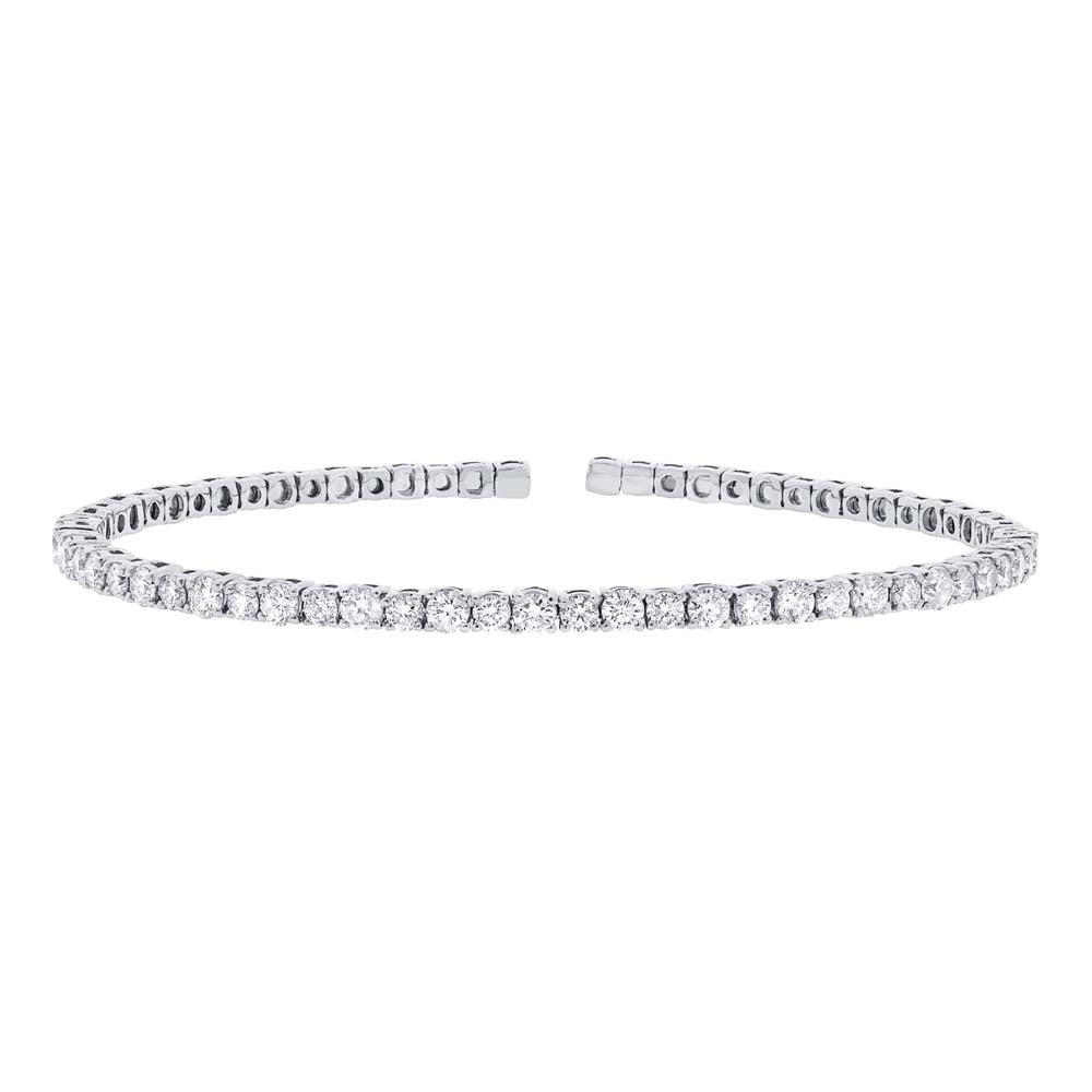 3.39ct Round Brilliant Cut Diamond Flexible Bracelet in 14k White Gold