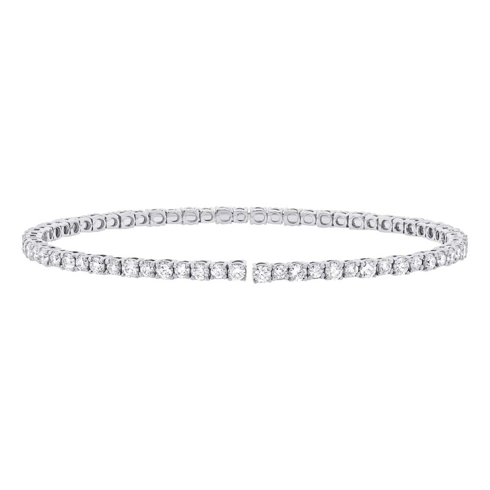 3.39ct Round Brilliant Cut Diamond Flexible Bracelet in 14k White Gold