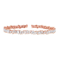 2.78ct Baguette Cut Diamond Flexible Bracelet in 14k Rose Gold