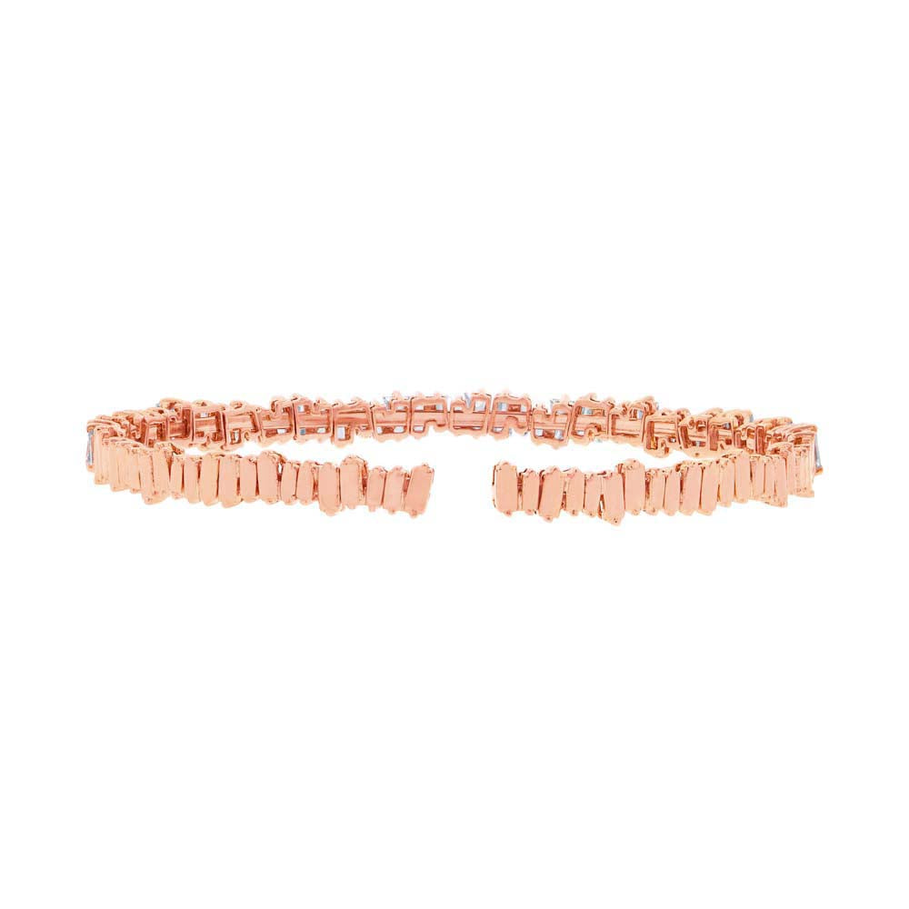 2.78ct Baguette Cut Diamond Flexible Bracelet in 14k Rose Gold