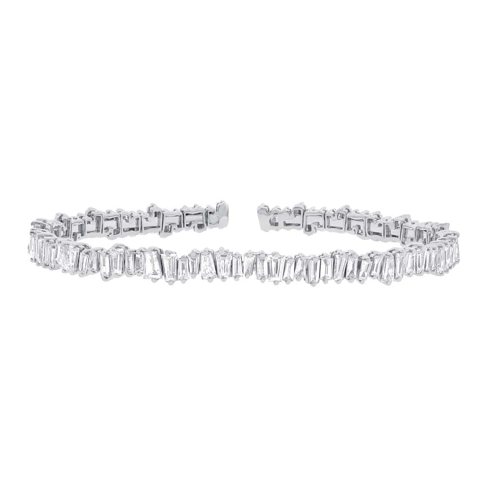 2.78ct Baguette Cut Diamond Flexible Bracelet in 14k White Gold
