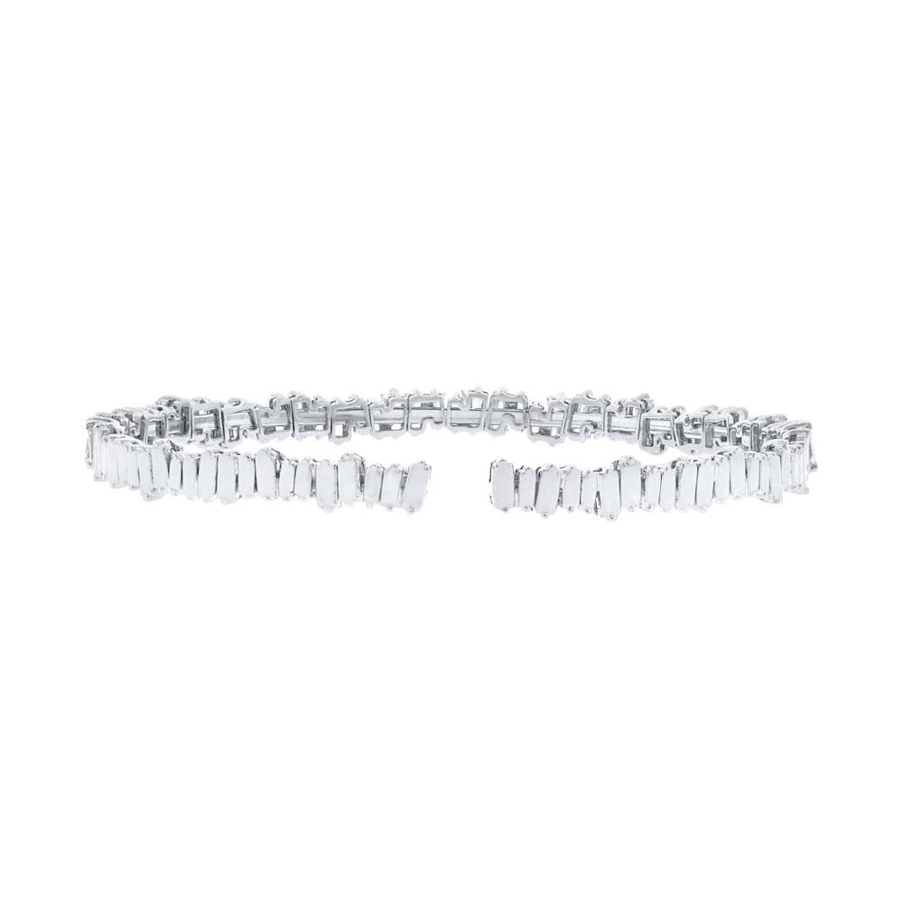 2.78ct Baguette Cut Diamond Flexible Bracelet in 14k White Gold