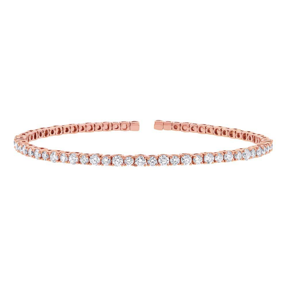 3.39ct Round Brilliant Cut Diamond Flexible Bracelet in 14k Rose Gold