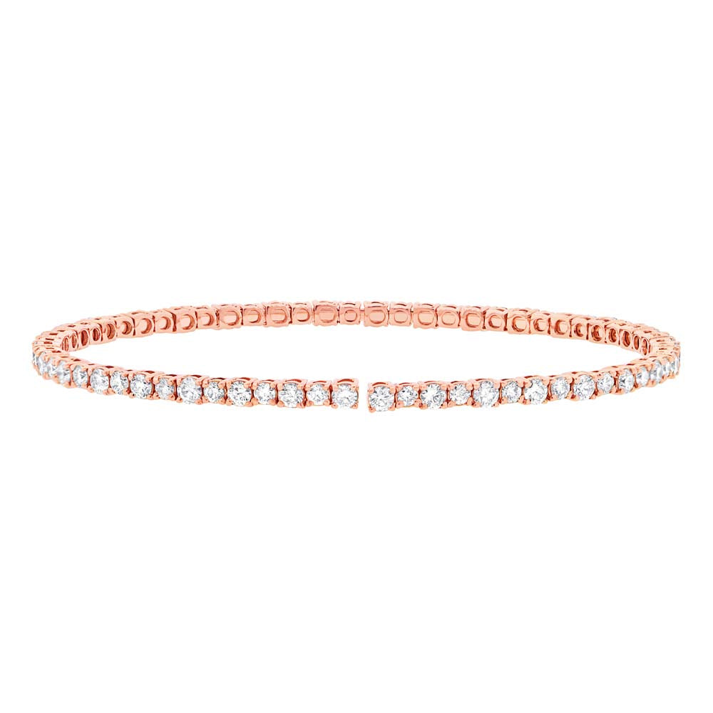 3.39ct Round Brilliant Cut Diamond Flexible Bracelet in 14k Rose Gold