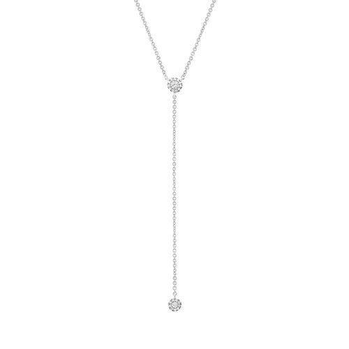 0.12ct Round Cut Diamond Hanging Chain Necklace in 14k White Gold