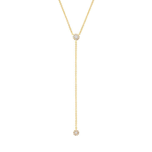 0.12ct Round Cut Diamond Hanging Chain Necklace in 14k Yellow Gold