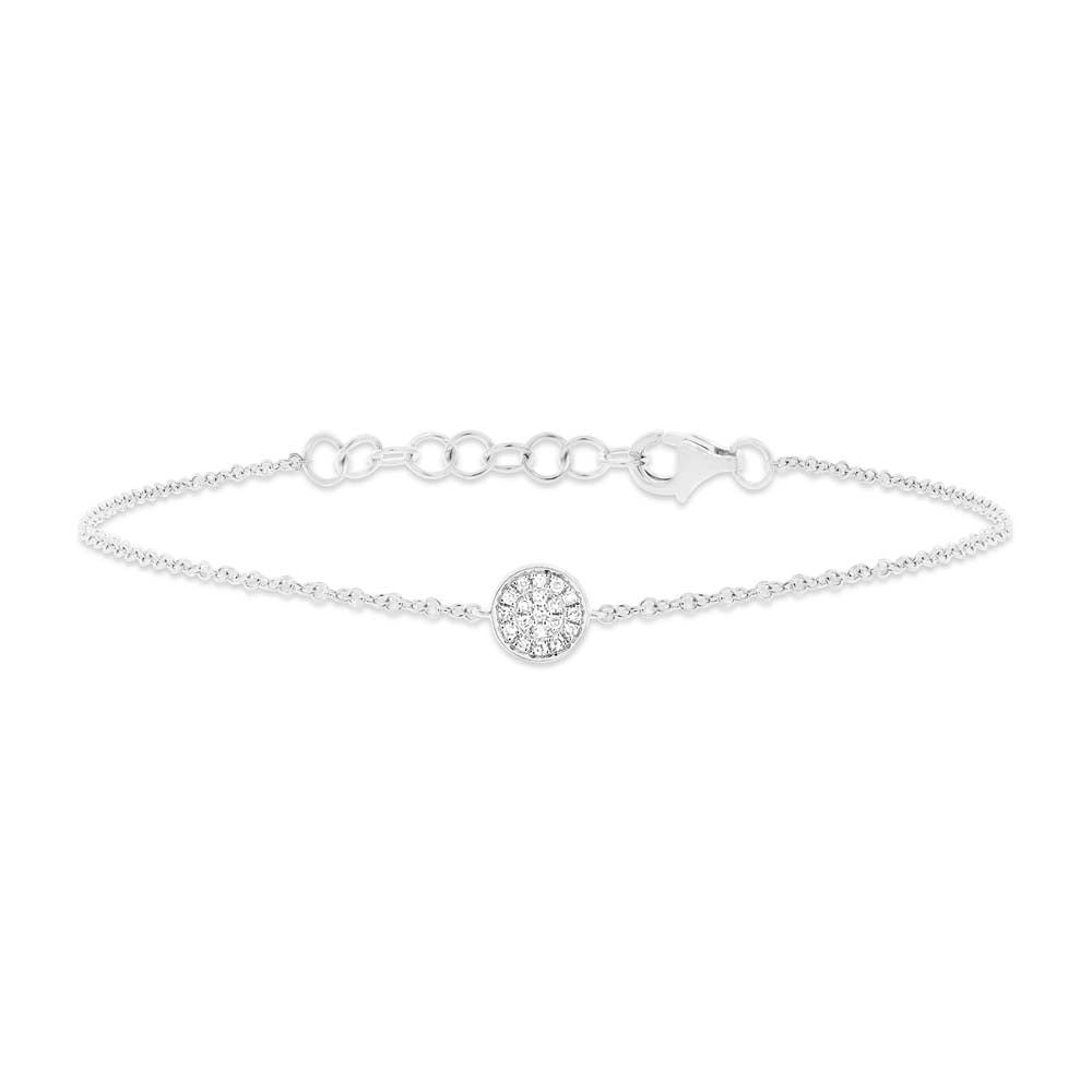 0.05ct Round Cut Diamond Disc Charm Bracelet in 14k White Gold