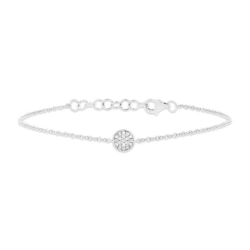 0.05ct Round Cut Diamond Disc Charm Bracelet in 14k White Gold