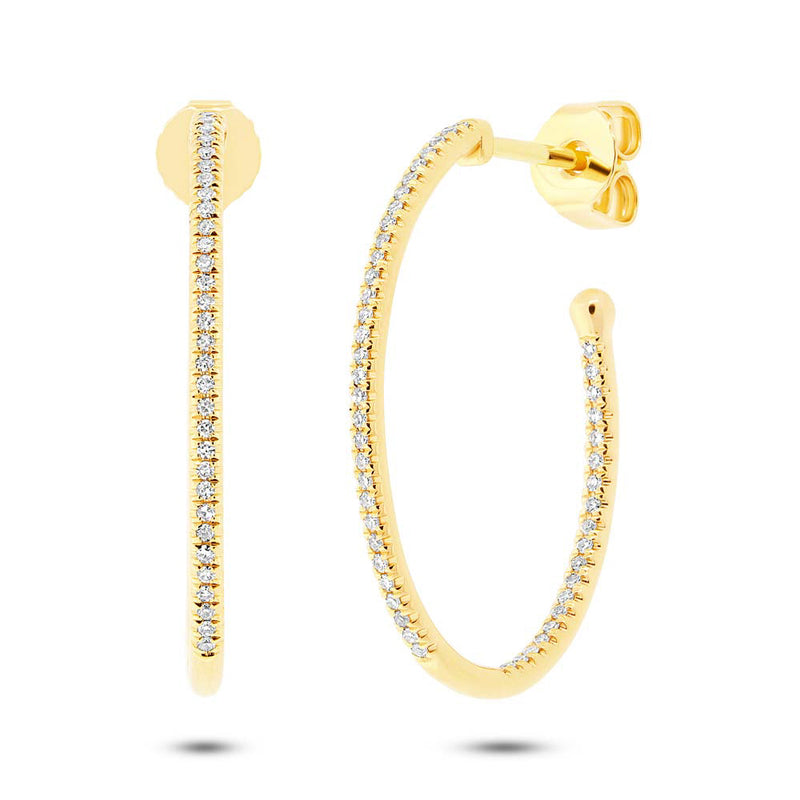 0.26ct Round Cut Diamond Hoop Earrings in 14k Yellow Gold