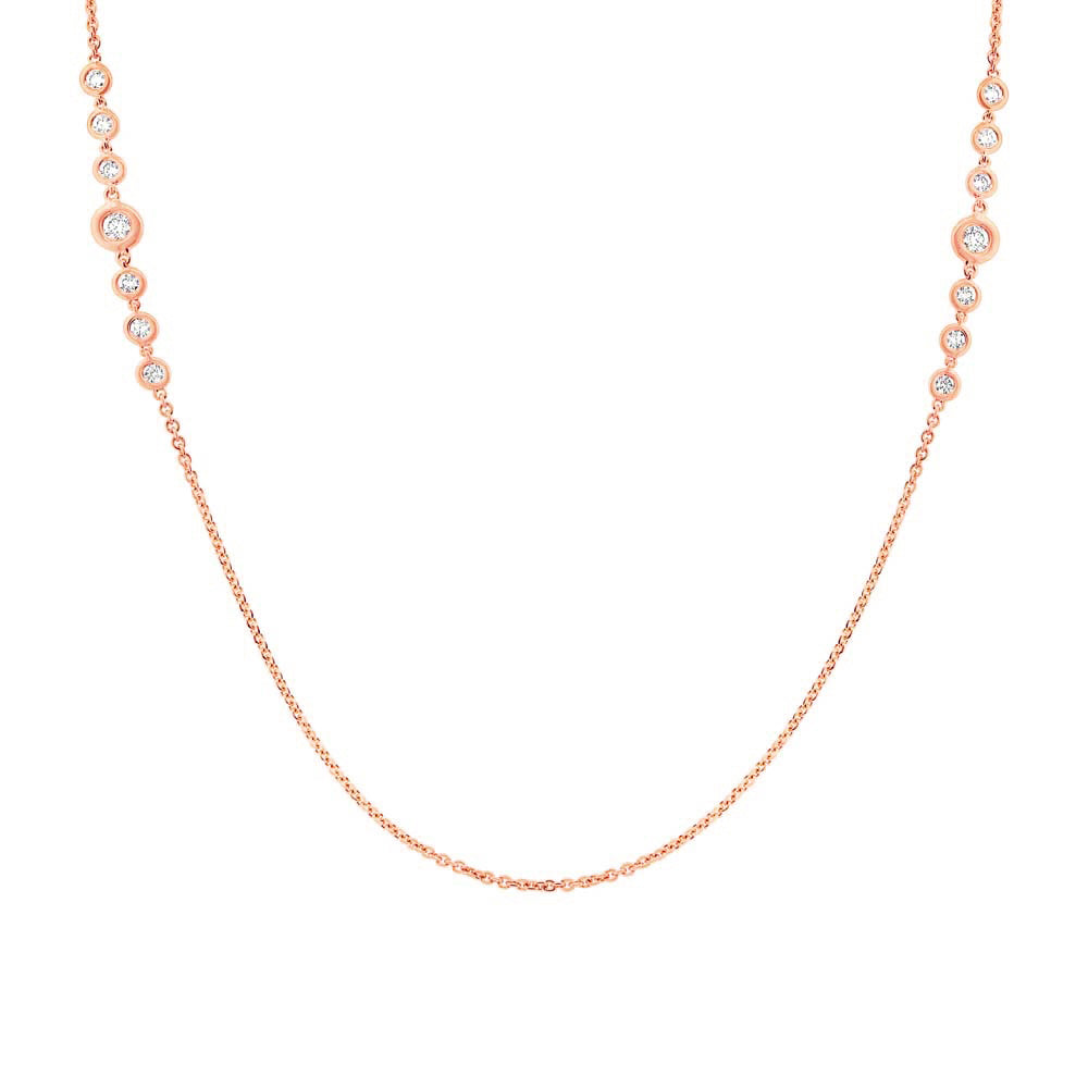 0.76ct Bezel Set Round Cut Diamond Necklace in 14k Rose Gold