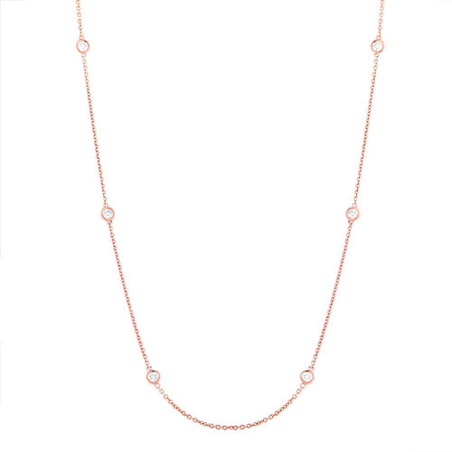 0.28ct Round Brilliant Cut Diamonds by the Yard Necklace in 14k Rose Gold