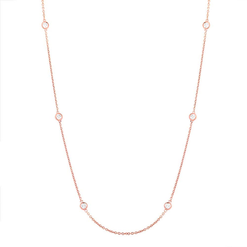 0.28ct Round Brilliant Cut Diamonds by the Yard Necklace in 14k Rose Gold