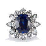 14.36ct Cushion Cut Sapphire and Diamond Ring