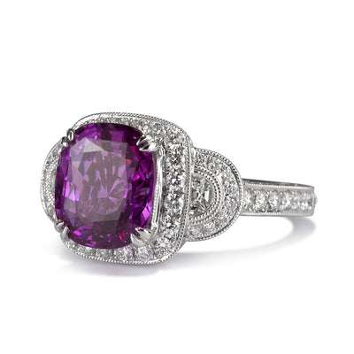 5.51ct Pink-Purple Sapphire and Diamond Ring