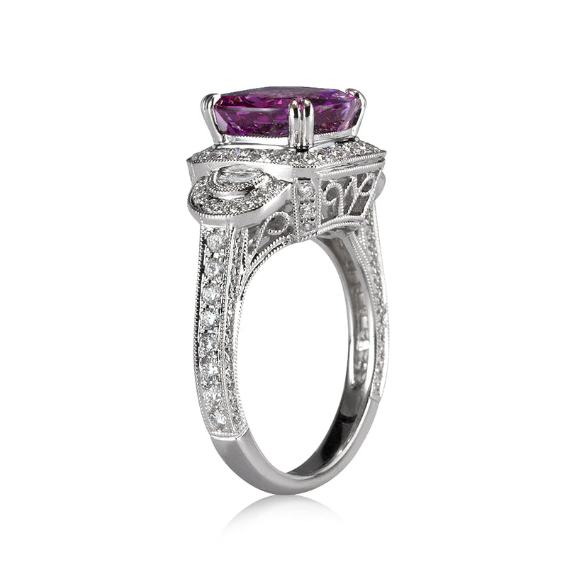 5.51ct Pink-Purple Sapphire and Diamond Ring