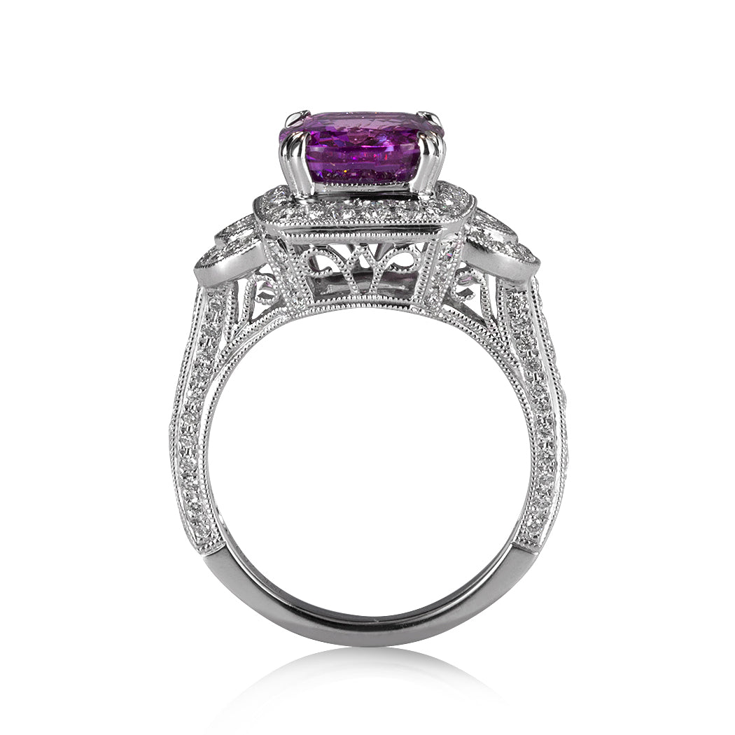 5.51ct Pink-Purple Sapphire and Diamond Ring