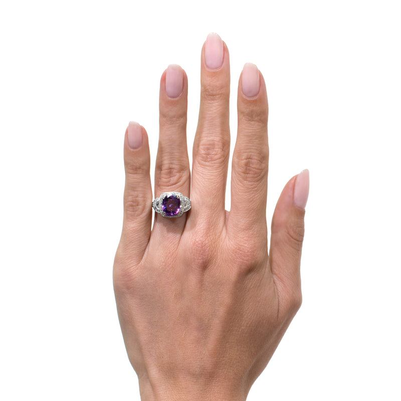 5.51ct Pink-Purple Sapphire and Diamond Ring