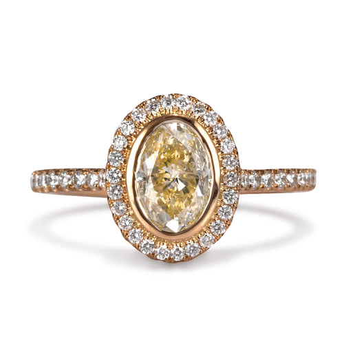 1.38ct Fancy Light Brown Yellow Oval Cut Diamond Engagement Ring