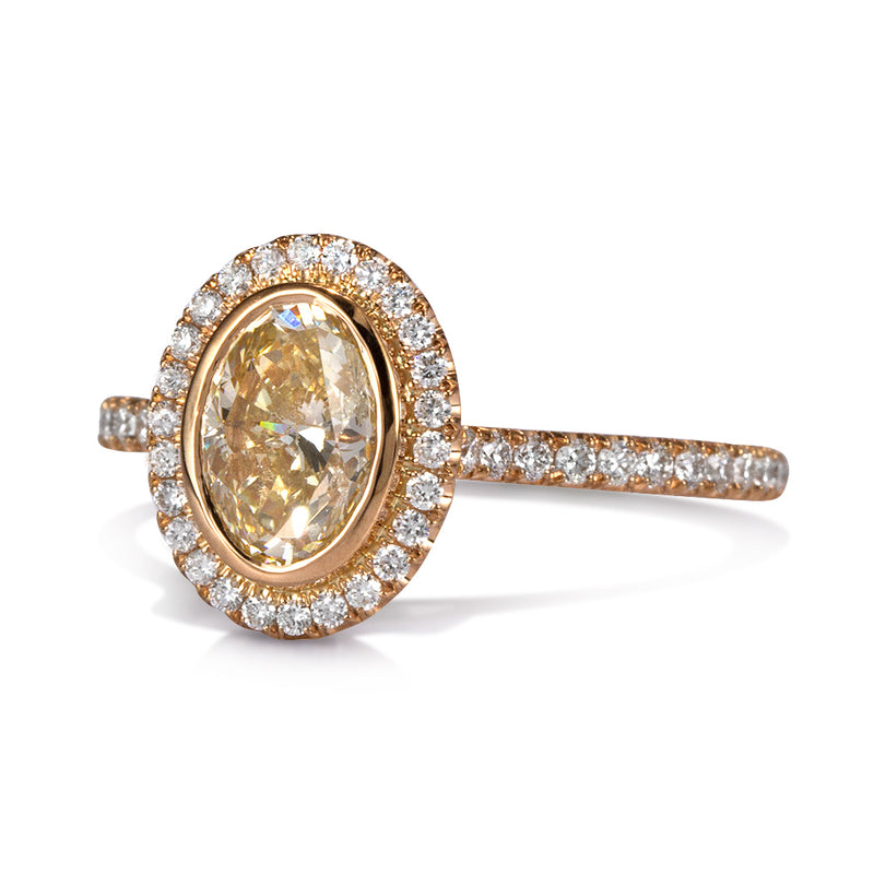 1.38ct Fancy Light Brown Yellow Oval Cut Diamond Engagement Ring