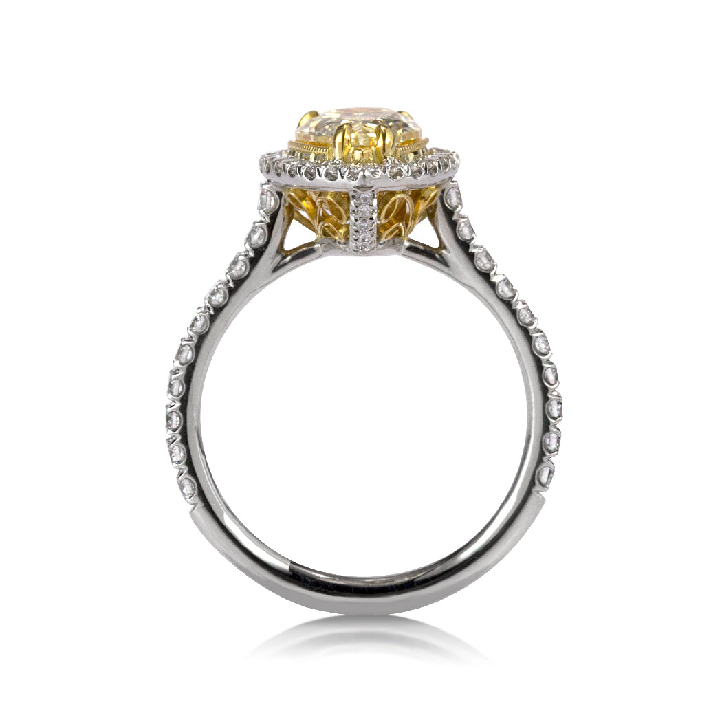 2.47ct Fancy Yellow Pear Shaped Diamond Engagement Ring