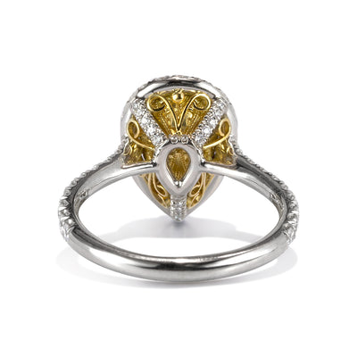 2.47ct Fancy Yellow Pear Shaped Diamond Engagement Ring