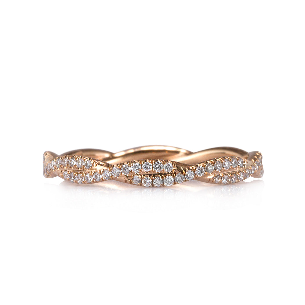 0.35ct Round Brilliant Cut Diamond Twist Eternity Band in 18k Rose Gold