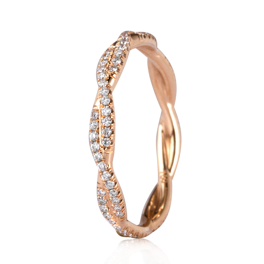 0.35ct Round Brilliant Cut Diamond Twist Eternity Band in 18k Rose Gold
