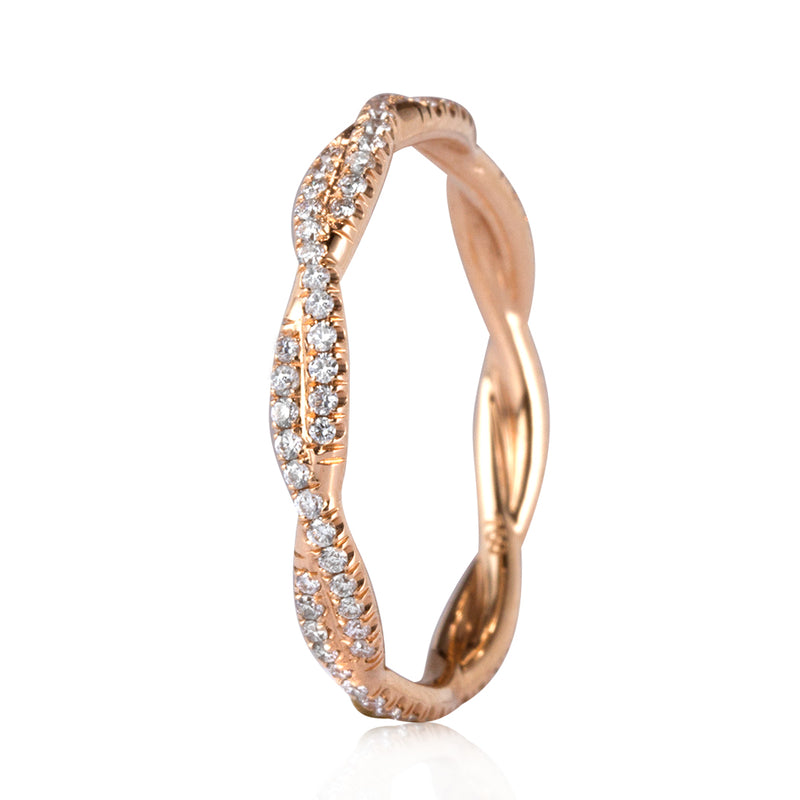 0.35ct Round Brilliant Cut Diamond Twist Eternity Band in 18k Rose Gold