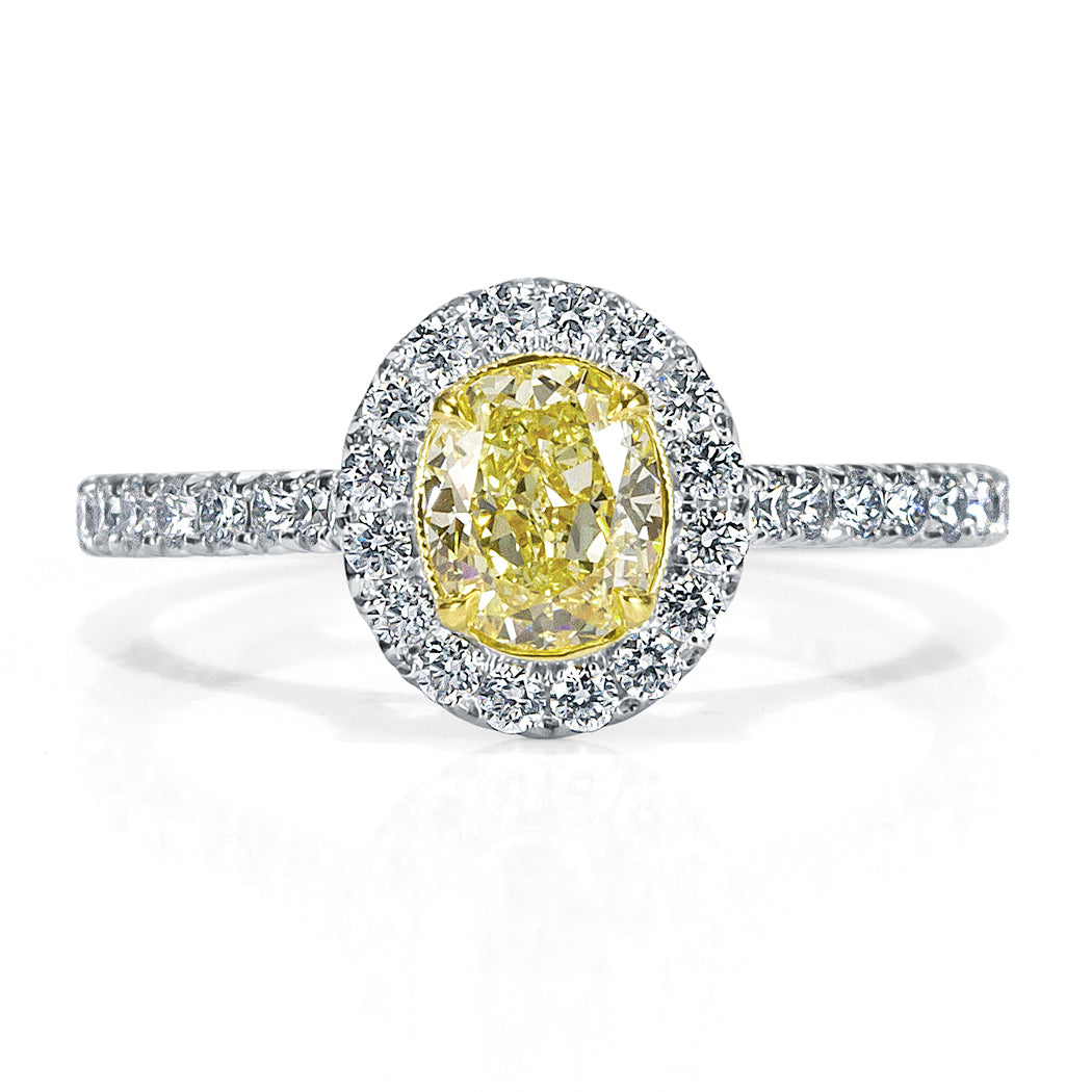 1.30ct Fancy Yellow Oval Cut Diamond Engagement Ring