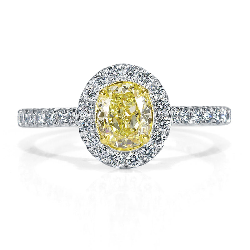 1.30ct Fancy Yellow Oval Cut Diamond Engagement Ring