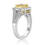 2.57ct Fancy Light Yellow Cushion Cut Diamond Engagement Ring