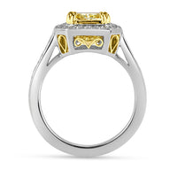 2.57ct Fancy Light Yellow Cushion Cut Diamond Engagement Ring