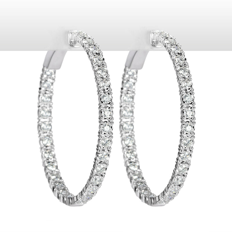 2.00ct Round Brilliant Cut Diamond Hoop Earrings in 14k White Gold