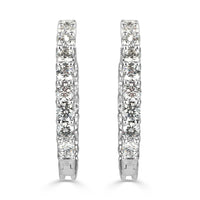 5.10ct Round Brilliant Cut Diamond Hoop Earrings in 14k White Gold