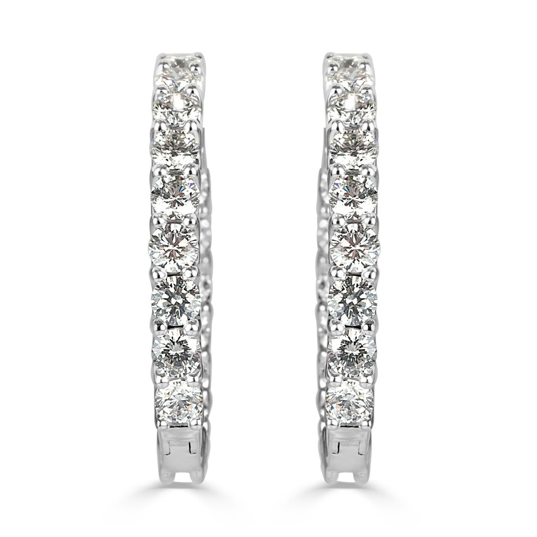 5.10ct Round Brilliant Cut Diamond Hoop Earrings in 14k White Gold