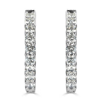 2.80ct Round Brilliant Cut Diamond Hoop Earrings in 14k White Gold