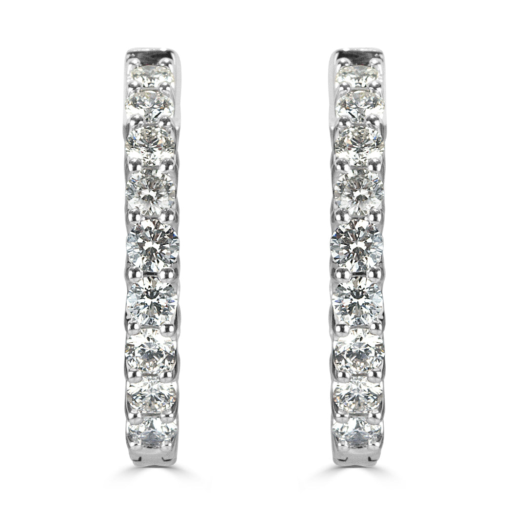 2.80ct Round Brilliant Cut Diamond Hoop Earrings in 14k White Gold