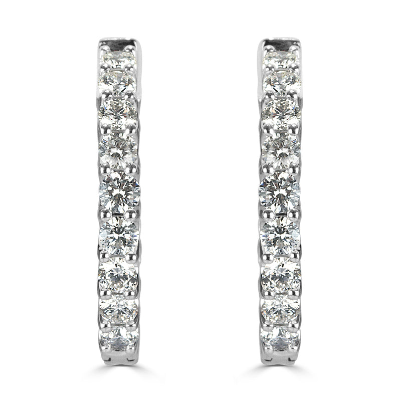 2.80ct Round Brilliant Cut Diamond Hoop Earrings in 14k White Gold