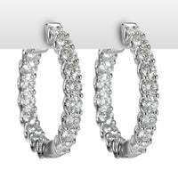 2.80ct Round Brilliant Cut Diamond Hoop Earrings in 14k White Gold