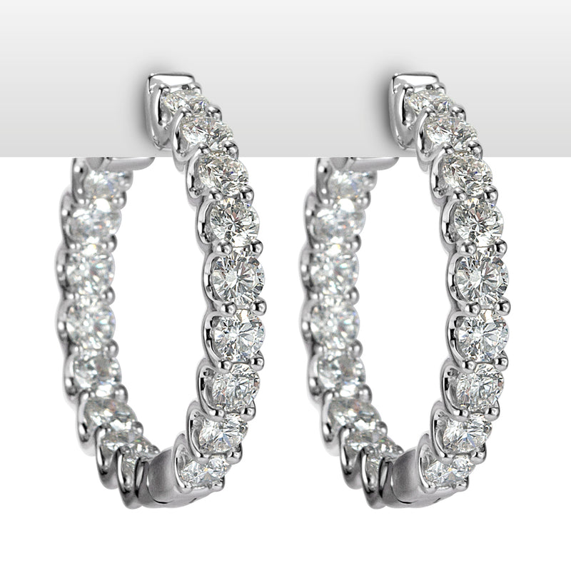 2.80ct Round Brilliant Cut Diamond Hoop Earrings in 14k White Gold